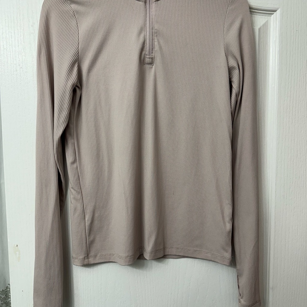 Women's Long Sleeve Ribbed Top - Cream
